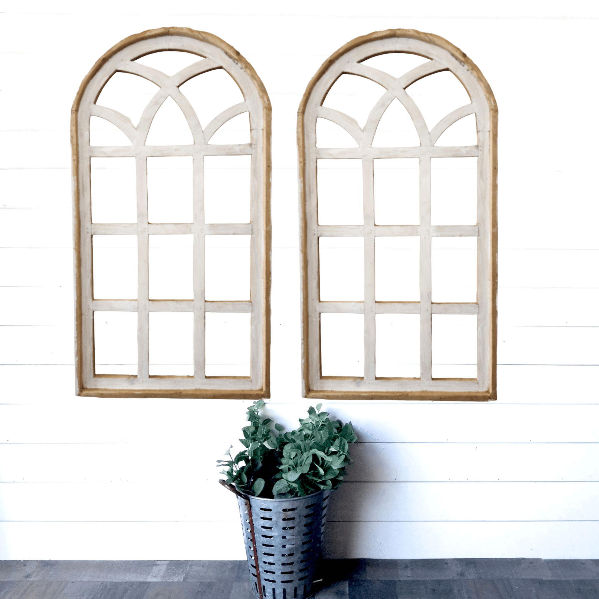 Farmhouse Wooden Wall Window Arch - The Paradise Fields Large Wood Window Frame 2 Sizes 44" and 48" - Paradise Fields + Wreaths wall windowsRanch Junkie